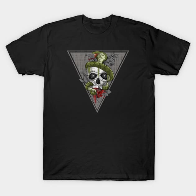 Floral Skull Snake with Roses T-Shirt by Trendy Black Sheep